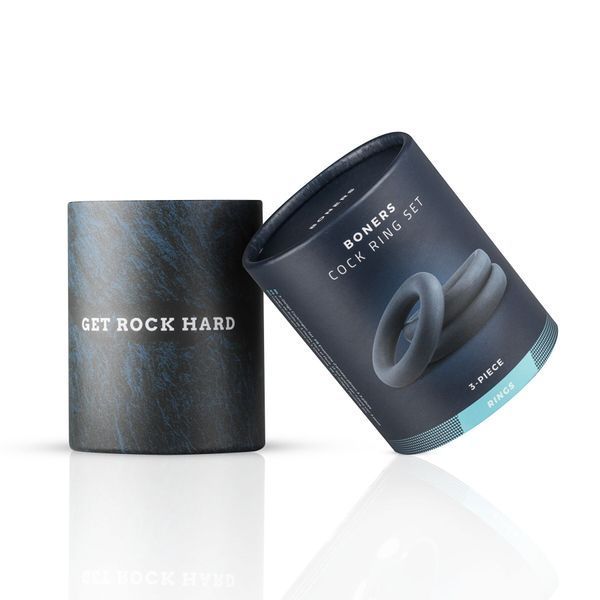 Набор эрекционных колец Boners 3-Piece Cock Ring Set &ndash; Grey, 3; 3,3 и 4,4 см SO8844