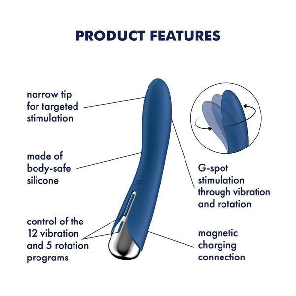 Вибратор точки G с вращением Satisfyer Spinning Vibe 1 Blue, 2 мотора SX0559