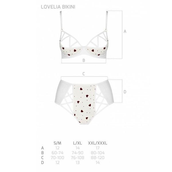 Еротичний комплект з малюнком Passion LOVELIA BIKINI L/XL, white SO4750