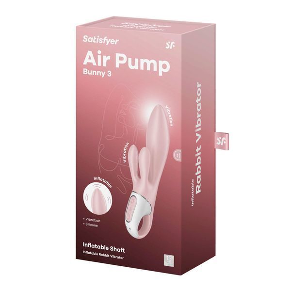 Вибратор-кролик надувной Satisfyer Air Pump Bunny 3, 12 режимов, двойной отросток SX2173