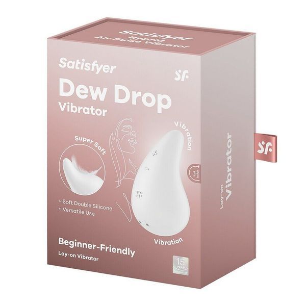 Вібратор для зовнішньої стимуляції Satisfyer Dew Drop White, 2 мотори, 12 режимів, м&rsquo;який корпус SX1212