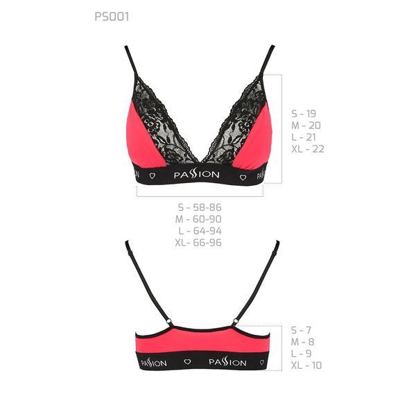 Еластичний топ з мереживом Passion PS001 TOP S, red-black SO4185
