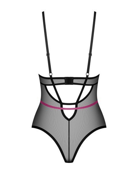 Боди Obsessive Novenes teddy, XS/S, прозрачное, чашки на косточках, декор в виде лент SX0610