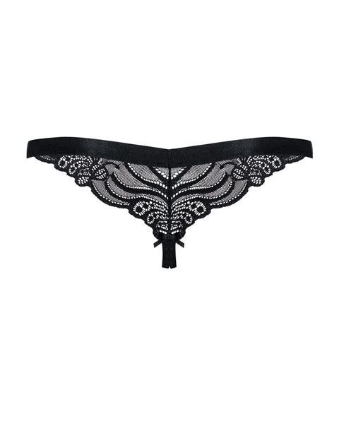 Кружевные танга с доступом Obsessive 828-THC-1 crotchless thong L/XL, черные SO7174