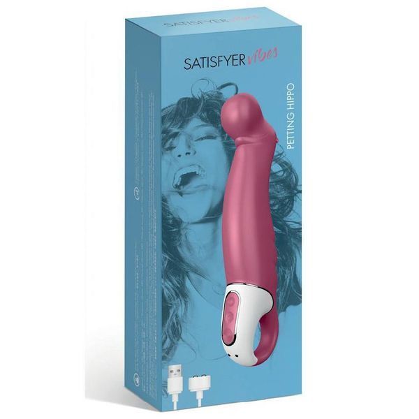Мощный вибратор Satisfyer Vibes Petting Hippo с гибким стволом, литой силикон, 12 режимов работы SO2202
