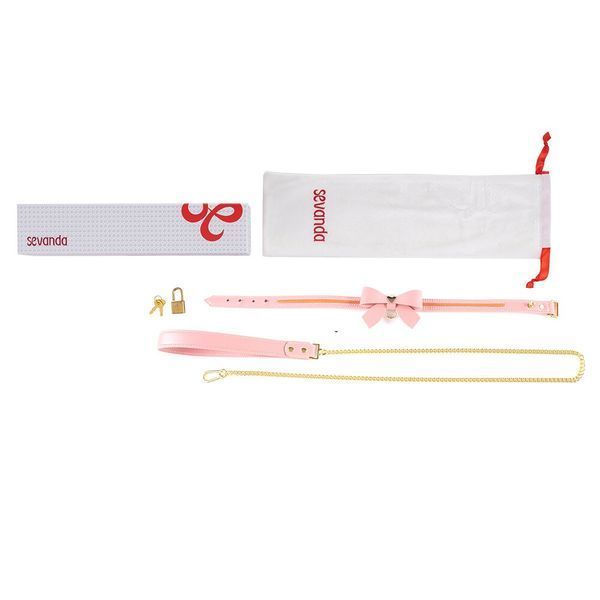 Поводок LOCKINK SEVANDA Love Heart Butterfly Leather Collar Set - Pink SX0864