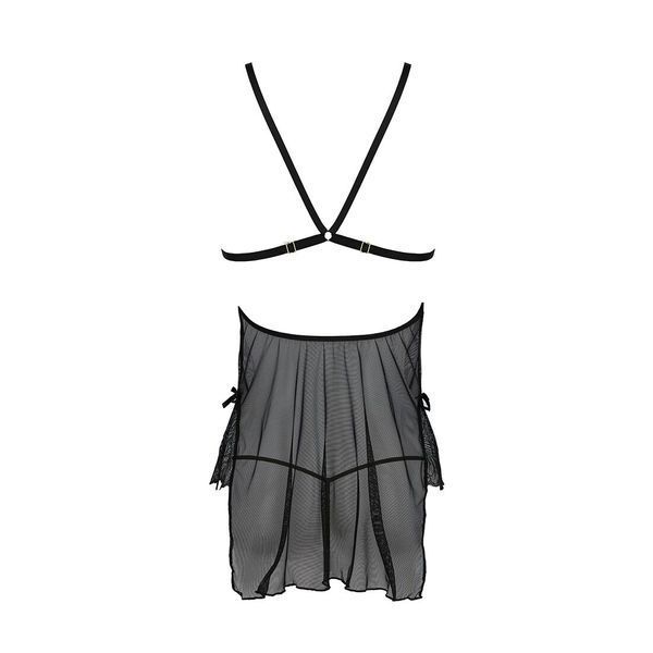 Сорочка Passion DELIENA CHEMISE L/XL black, стринги с заниженной талией SO8418