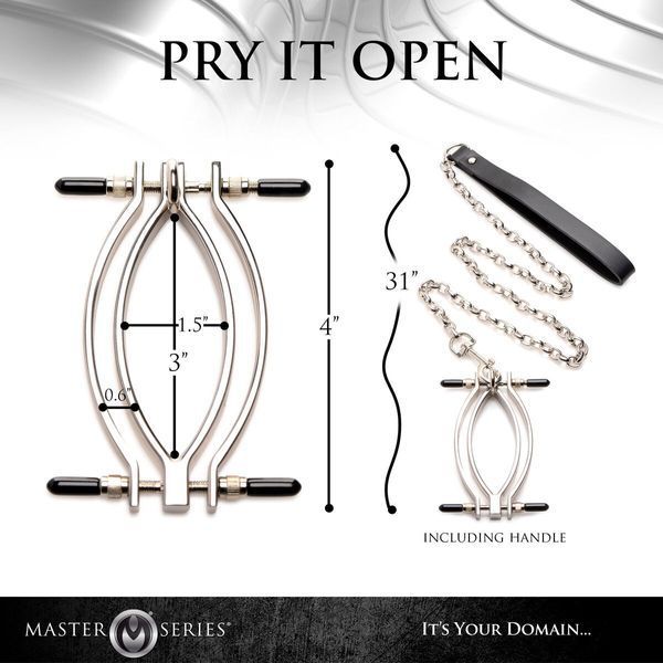 Затискач для статевих губ Master Series: Pussy Tugger Adjustable Vagina Clamp with Chain SO8797