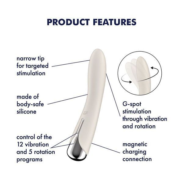 Вибратор точки G с вращением Satisfyer Spinning Vibe 1 Beige, 2 мотора SX0560
