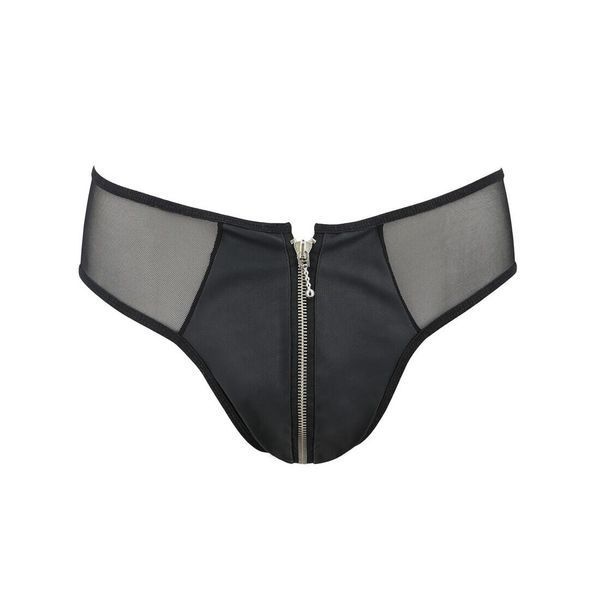 Чоловічі сліпи на блискавці Passion 042 SLIP TIMMY S/M Black, екошкіра, сітка SO7598