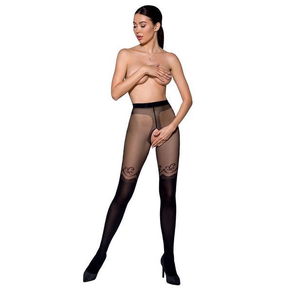 Колготки с открытым доступом, двойная плотность Passion TIOPEN 012 1/2 (20/40 den), black SO5814