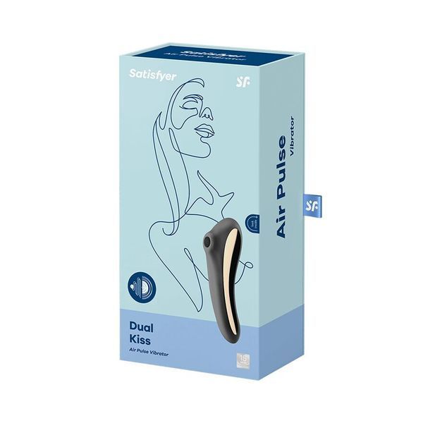 Вакуумний стимулятор з вібрацією Satisfyer Dual Kiss Black SO6114