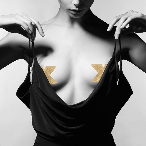 Пэстис - стикини Bijoux Indiscrets - Flash Cross Gold, наклейки на соски SO2341