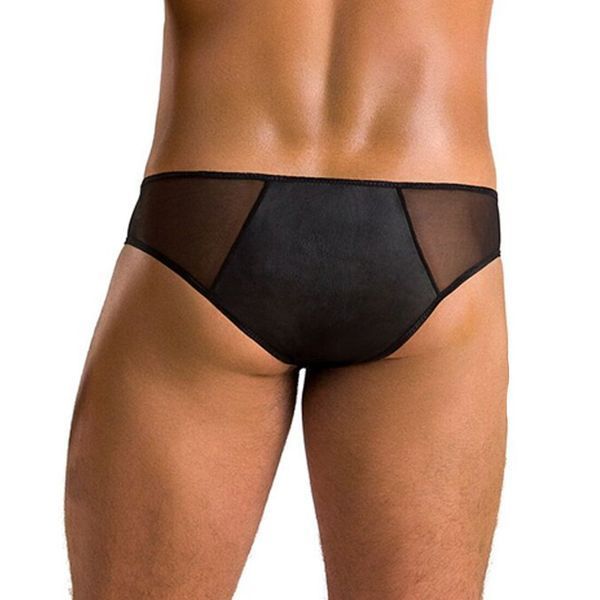 Чоловічі сліпи на блискавці Passion 042 SLIP TIMMY S/M Black, екошкіра, сітка SO7598