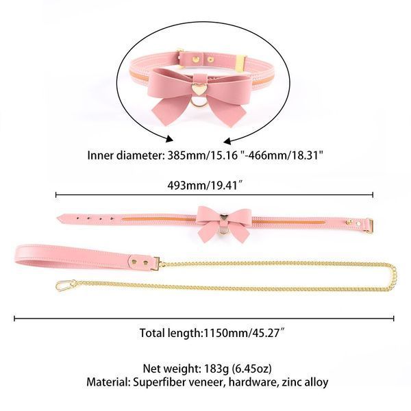 Поводок LOCKINK SEVANDA Love Heart Butterfly Leather Collar Set - Pink SX0864