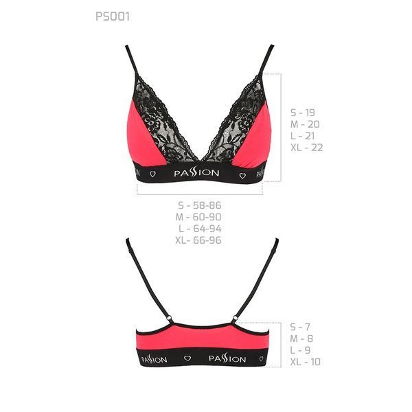 Эластичный топ с кружевом Passion PS001 TOP XL, red-black SO4186