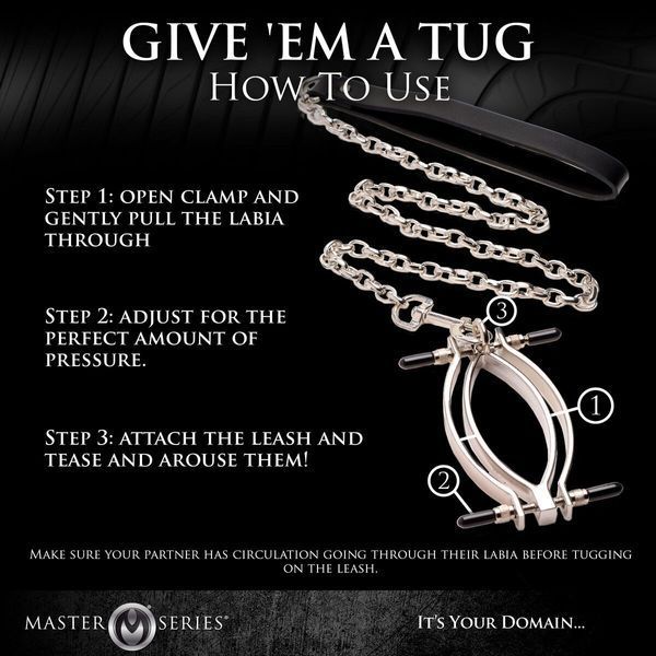 Затискач для статевих губ Master Series: Pussy Tugger Adjustable Vagina Clamp with Chain SO8797