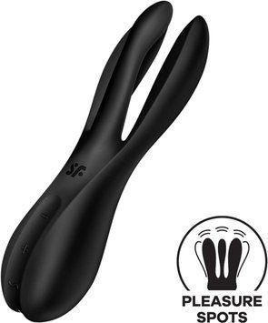 Кліторальний вібратор Satisfyer Threesome 2 Black, 3 гнучкі пальчики, 3 мотори SX1214