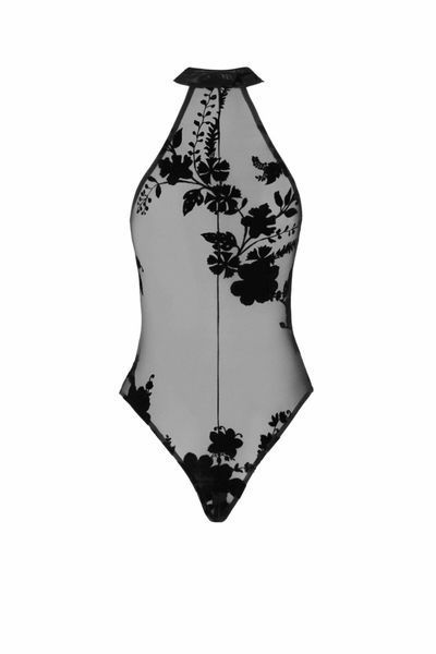 Боді Noir Handmade F314 Ego, XL, black, сітка, халтер, високі вирізи, блискавка по всій довжині SX0324