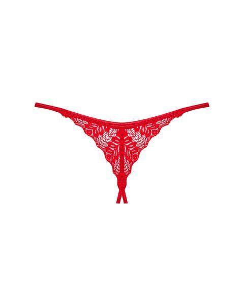 Трусики с доступом Obsessive Ingridia crotchless thong XL/2XL, красные SO9045