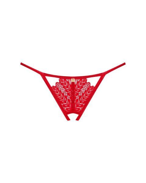 Трусики с доступом Obsessive Ingridia crotchless thong XL/2XL, красные SO9045