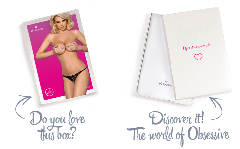 Кружевные танга с двумя отверстиями Obsessive 831-THC-1 crotchless thong S/M, черные, бантики SO7175