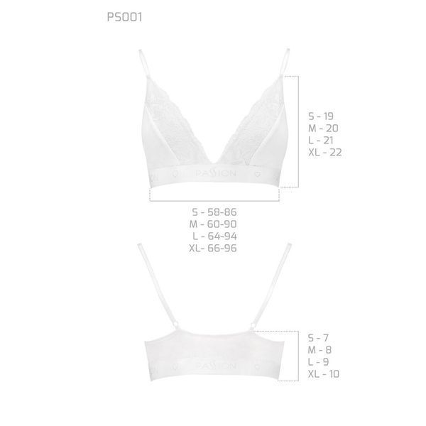 Еластичний топ з мереживом Passion PS001 TOP L, white SO4187