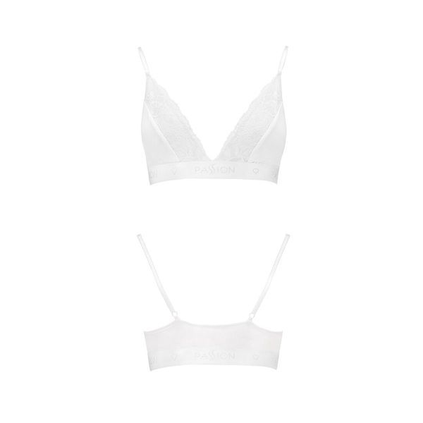 Еластичний топ з мереживом Passion PS001 TOP L, white SO4187