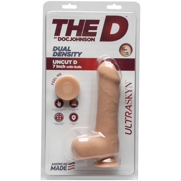 Фалоімітатор Doc Johnson The D - Uncut D - 7 Inch With Balls ULTRASKYN, діаметр 4,5 см, необрізаний SO3498