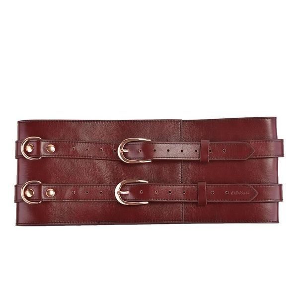 Шкіряний пояс для бондажу Liebe Seele Wine Red Waist Cuff, S Size SO9460