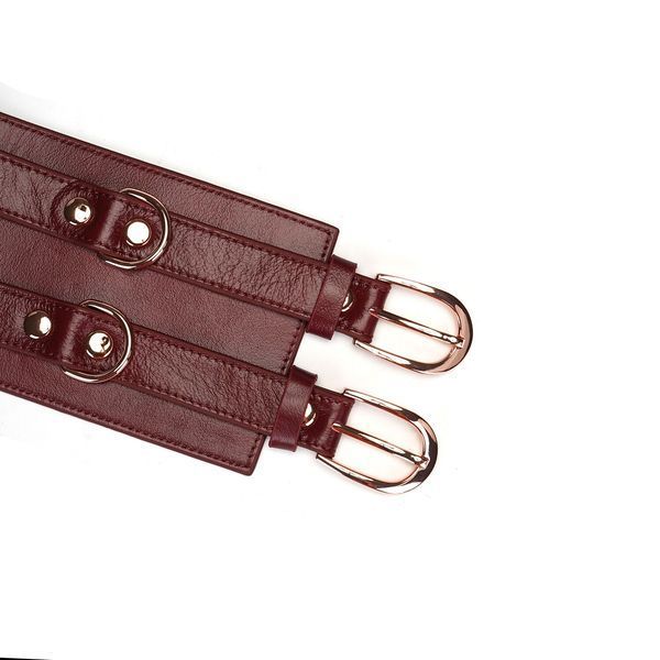 Шкіряний пояс для бондажу Liebe Seele Wine Red Waist Cuff, S Size SO9460