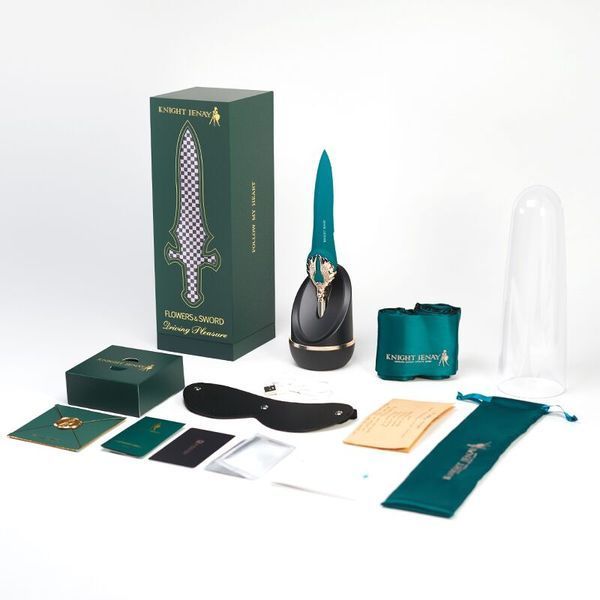 Вишуканий вібратор Knight Jenay FLOWERS & SWORD, маска, стрічка та лубрикант у комплекті SO6557