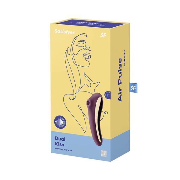 Вакуумний стимулятор з вібрацією Satisfyer Dual Kiss Wine Red SO6115