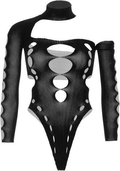 Безшовне боді на одне плече Leg Avenue Seamless thong back bodysuit, One Size, чорне SO9097