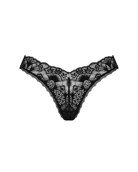 Мереживні стрінги Obsessive Donna Dream thong XL/2XL Black, низька посадка SO8641