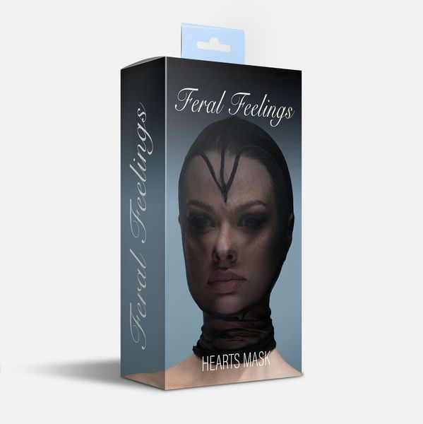 Маска сердце сетка с полностью закрытым лицом Feral Feelings - Hearts Mask Black/Black SO9293