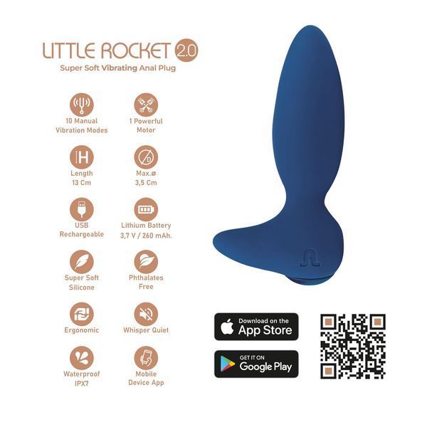 Анальная смарт-вибропробка Adrien Lastic Little Rocket 2.0, 10 режимов, двойной силикон SX1275