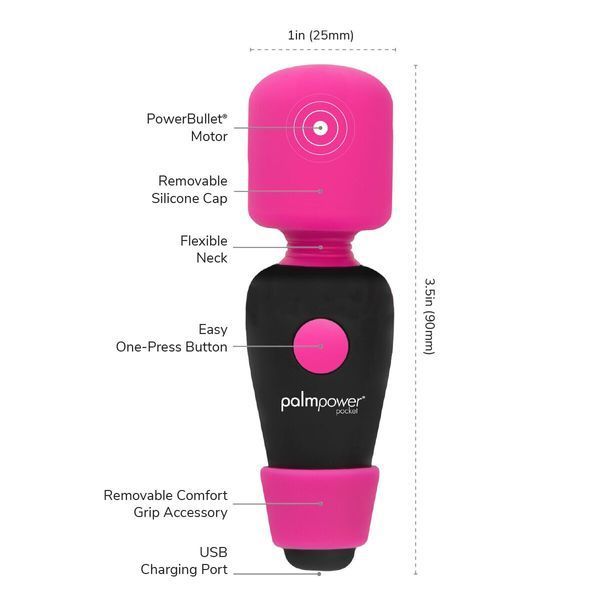 Мінівібромасажер PalmPower Pocket із чохлом на блискавці, водостійкий, перезаряджуваний, довжина 9см SO2735