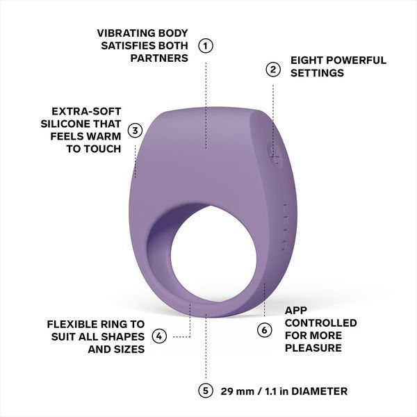 Ерекційне кільце з вібрацією LELO Tor 3 Violet Dusk, керування зі смартфона SX0702