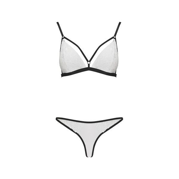 Комплект білизни Passion ORIHIME SET XXL/XXXL, white, стрепи, ліф і трусики EL16409