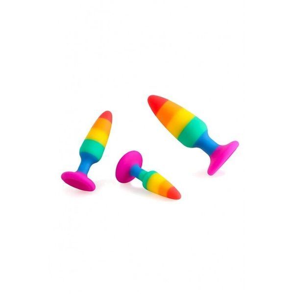 Силіконова анальна пробка Wooomy Hiperloo Silicone Rainbow Plug S, діаметр 2,4 см, довжина 9 см SO7424