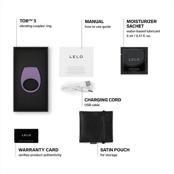 Ерекційне кільце з вібрацією LELO Tor 3 Violet Dusk, керування зі смартфона SX0702