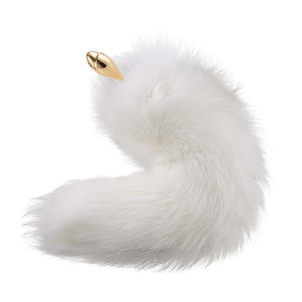 Металлическая анальная пробка Лисий хвост LOCKINK SEVANDA White Fox-Tail Anal Rose-shape Plug SX0866