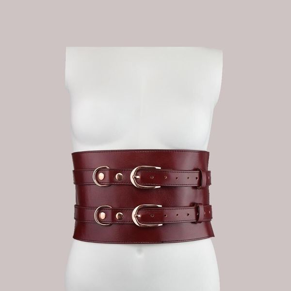 Шкіряний пояс для бондажу Liebe Seele Wine Red Waist Cuff, M Size SO9461