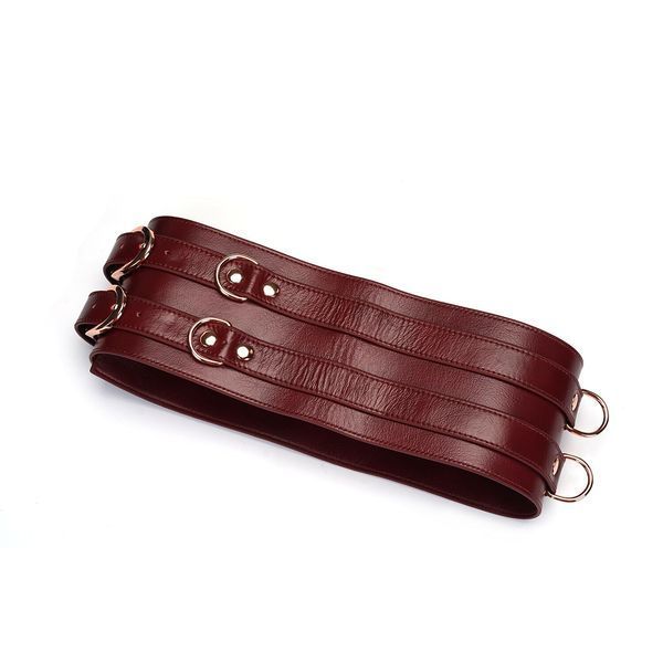 Шкіряний пояс для бондажу Liebe Seele Wine Red Waist Cuff, M Size SO9461