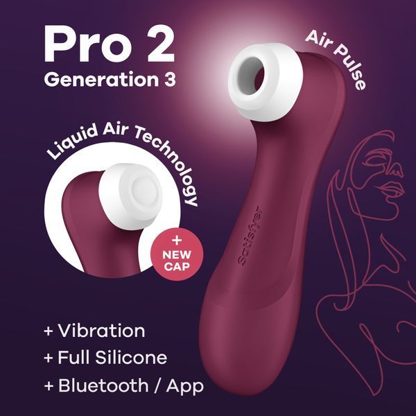 Вакуумний кліторальний стимулятор Satisfyer Pro 2 Generation 3 with Liquid Air Connect App Wіnе Red SO7774