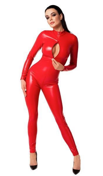 Комбінезон Noir Handmade F353 Red powerwetlook overall - L SX2008