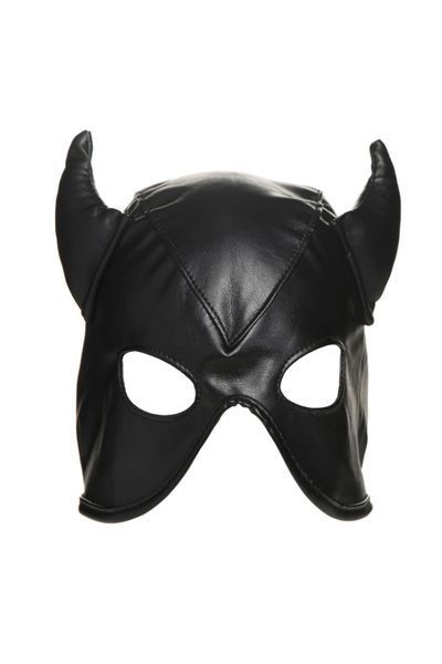 Маска с рогами Master Series: Dungeon Demon Bondage Mask with Horns, черная SO8800