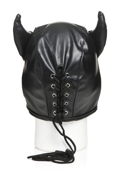 Маска с рогами Master Series: Dungeon Demon Bondage Mask with Horns, черная SO8800