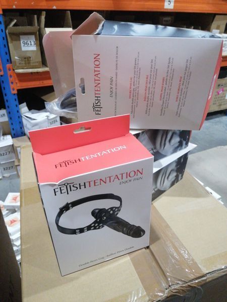 Кляп с двойным фаллоимитатором Fetish Tentation Double Penis Gag Black (мятая упаковка!!!) SO3736-R